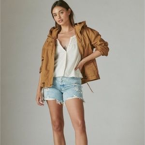 Lucky Brand- Khaki Hooded Utility Jacket with Drawstring Hood/Hem Zip/button-NWT